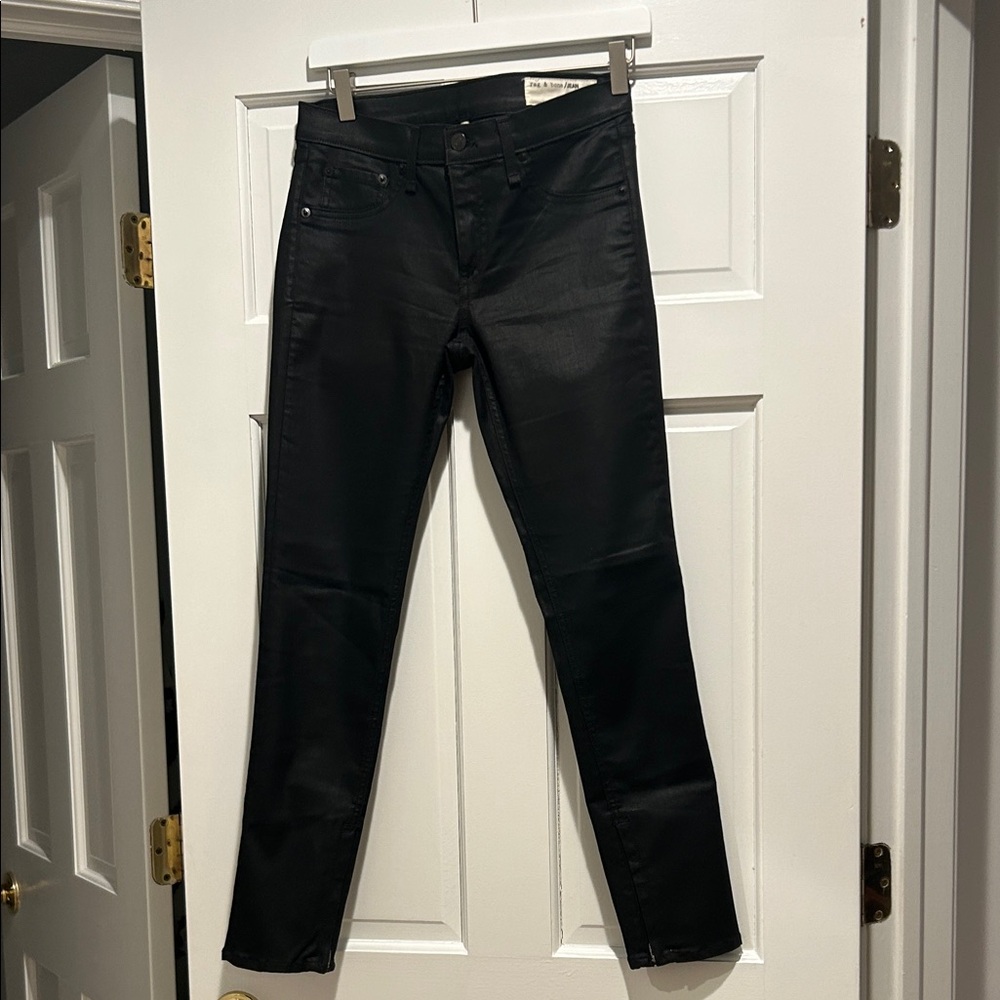 rag & bone Black Coated Skinny Jeans